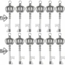 52 Pcs Crown Key Bottle Opener Wedding Favors With Tag And Keychain,Vintage Skeleton Key Bottle Opener For Wedding Party Favors - Silver - View 4