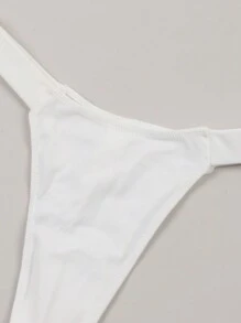 女款高腰繩状比基尼内裤,低腰嬉皮士女性性感透氣柔軟彈性無側縫內褲 - 白色 - 查看 5