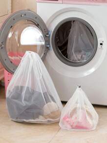 1 stuk Trekkoord Sluitingen Fijn gaas Waszak , Voor Wasmachine Kleren Schoonmaak , Preventie Kleren Krabben Wassen - Wit - Bekijken 4