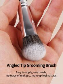 MAANGE 1支圆形粉底刷，柔软纤维材质，便携旅行必备，可用作粉底刷、遮瑕刷、腮红刷、修容刷、古铜粉刷、散粉刷等。 - 黑色 - 查看 4