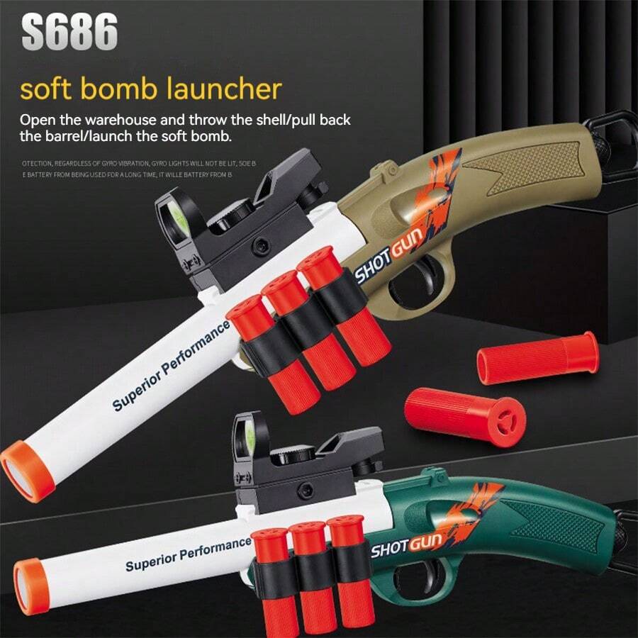 1set S686 Shotgun Shell Ejecting Toy Gun, Manual Soft Bullet Toy Gun ...
