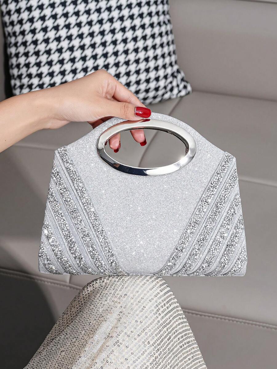 Túi xách Vincy Glitter Túi ly hợp màu bạc lấp lánh có dây đeo cho phụ nữ, Ví đính kim cương giả, Hoàn hảo cho bữa tiệc, đám cưới, vũ hội, bữa tối/tiệc, kết hợp với váy cưới, váy trang trọng, váy dạ hội, váy sinh nhật - Bạc - Xem 1