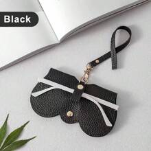 1pc Litchi Embossed Glasses Cover Cute Hanging PU Leather Sunglasses Reading Glasses Storage Bag Portable Travel Eyewear Holder,Minimalist Eyeglass Pouch For Women Glasses Accessories For Women