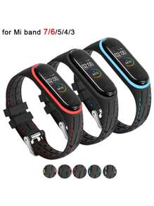 1pc Men Women Bamboo Joints Strap Compatible With Xiaomi Mi Band 7 6 5 4 3 , Honeycomb Texture Compatible With Mi Band 8 Bracelet Sport Belt Silicone Watchband Replacement Smartwatch Bracelet Compatible With Xiaomi Mi Band 3 4 5 6 7 8 Strap Red