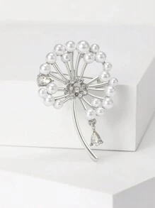 1件時尚的蒲公英和人造珍珠造型胸針,適合女性在節日佩戴 - 蒲公英 - 查看 2