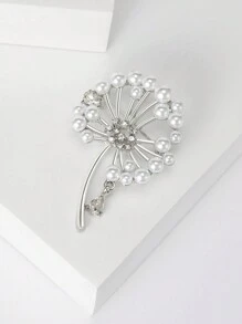 1件時尚的蒲公英和人造珍珠造型胸針,適合女性在節日佩戴 - 蒲公英 - 查看 3
