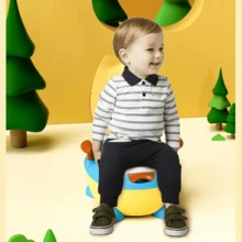 Baño Entrenador Infantil Niño Niña Inodoro Bacinica Segura - Amarillo Mostaza - Ver 5