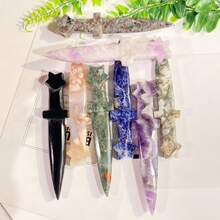 1入組13cm天然水晶晶多材質星形劍匕首雕刻的家庭和辦公室水晶裝飾品 - 櫻花瑪瑙 - 查看 5