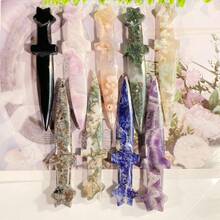 1入組13cm天然水晶晶多材質星形劍匕首雕刻的家庭和辦公室水晶裝飾品 - 櫻花瑪瑙 - 查看 8