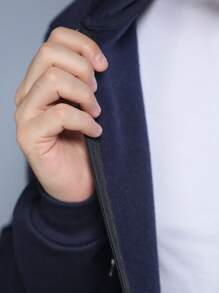 Men Zip-Up Hoodies - Navy Blue - View 3