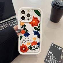 Red Green Blue Flower Design Artistic Silicon Phone Case Compatible With Iphone15/15pro/15promax/14/13/12/11/Xs Max Series, Mobile Phone Protective Cover