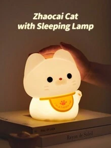 1pc Silicone Cat Pat Lamp Bedside Lamp For Children, Including 1pc Data Cable - Lucky Cat Silicone Lamp - View 4