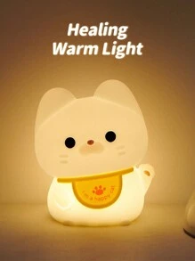 1pc Silicone Cat Pat Lamp Bedside Lamp For Children, Including 1pc Data Cable - Lucky Cat Silicone Lamp - View 3
