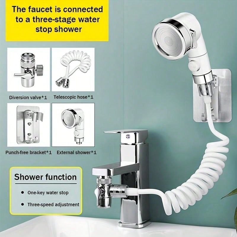 3 Mode Adjustable Washbasin Shower Faucet External Shampoo Shower