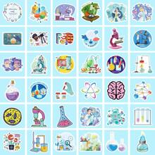 100pcs Science Stickers For Students, Vinyl Waterproof Chemistry Biology Microbiology Stickers For Laptop Water Bottle Notebook Luggage Computer, Science Classroom Decor Stickers For Teacher Adults - Red - View 4
