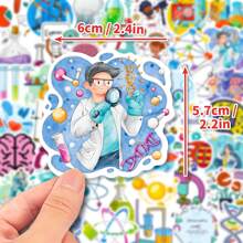 100pcs Science Stickers For Students, Vinyl Waterproof Chemistry Biology Microbiology Stickers For Laptop Water Bottle Notebook Luggage Computer, Science Classroom Decor Stickers For Teacher Adults - Red - View 5