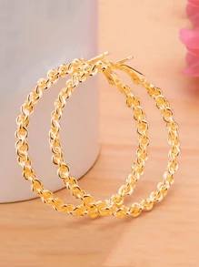 1 Pair Elegant Twisted Artistic Personalized Gas Chain Circle Earrings Exaggerated Personalized Large Circle Earrings - Earrings - View 10