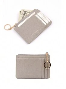 FOREVER FOR YOU 定制荔枝图案卡包拉链零钱包卡套信用卡钱包名片夹女士款 - 灰色 - 查看 1