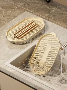 1pc Double-Layer Plastic Drain Pan Dish Rack
