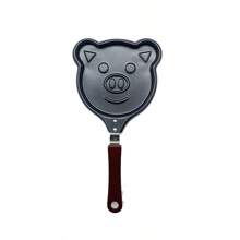 1pc 14cm Pig Shaped Frying Pan - Black - View 1