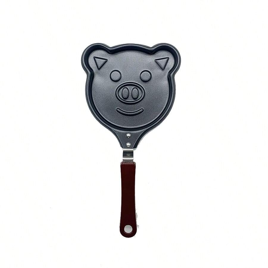 1pc 14cm Pig Shaped Frying Pan - Black - View 1