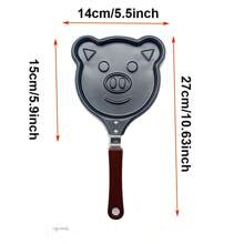 1pc 14cm Pig Shaped Frying Pan - Black - View 2