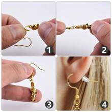 20Pcs Earring Hooks, Ear Wires Fish Hooks With Pendant Clasp, Hypo-Allergenic Jewelry Findings Parts For DIY Jewelry Making Earring Supplies , Golden Diy