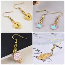 20Pcs Earring Hooks, Ear Wires Fish Hooks With Pendant Clasp, Hypo-Allergenic Jewelry Findings Parts For DIY Jewelry Making Earring Supplies , Golden Diy