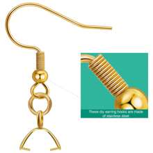 20Pcs Earring Hooks, Ear Wires Fish Hooks With Pendant Clasp, Hypo-Allergenic Jewelry Findings Parts For DIY Jewelry Making Earring Supplies , Golden Diy