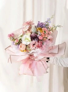 20/10 tờ giấy gói hoa chống thấm viền vàng trong suốt, kích thước 22,8x22,8 inch dùng cho đồ thủ công tự làm, gói quà và gói bó hoa - Màu Hồng baby - Xem 2