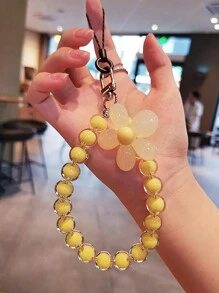 手工花朵马卡龙彩色串珠腕绳手机挂绳礼物，适合母亲、家人、朋友、生日、节日手机挂饰、手机链 - 彩色 - 查看 10