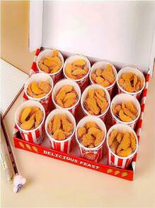 9pcs/Set Fried Chicken And Chicken Wing Shaped Erasers With Bucket Container, Stationery For Students, Back To School Gift - Yellow - View 2