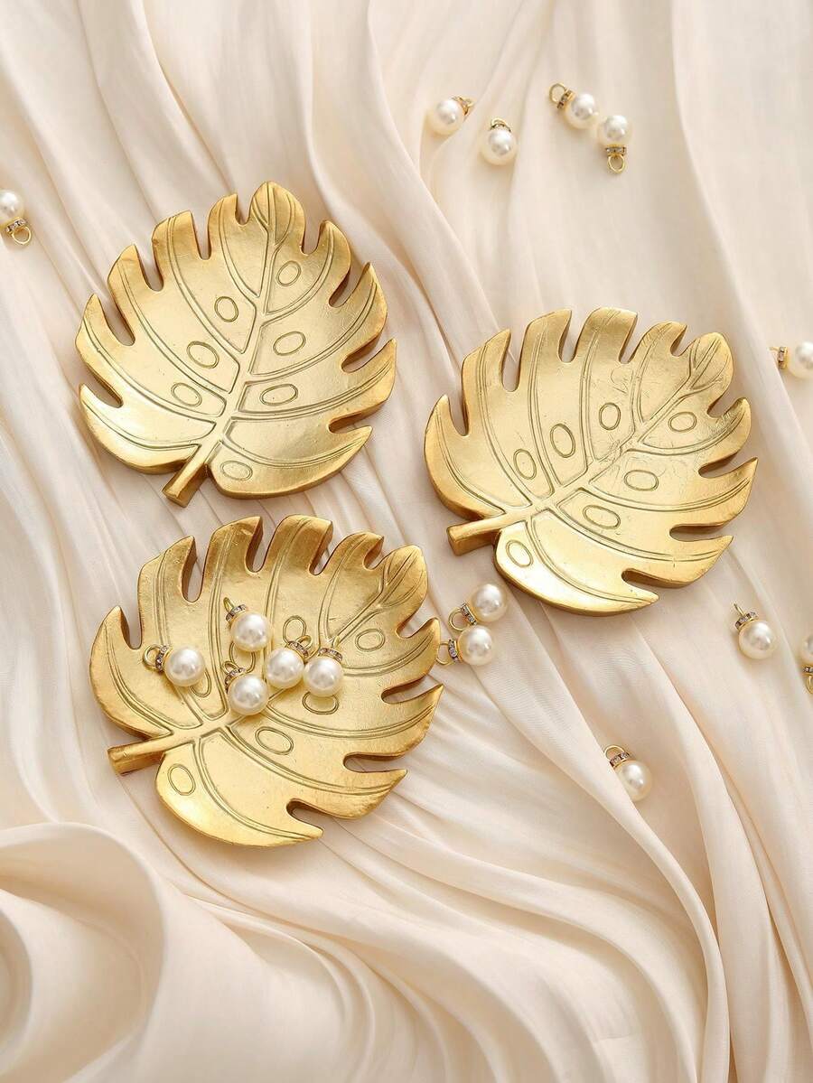 1pc Gold Colored Resin Turtle Shell Shaped Tray For Jewelry, Props, Home Decor - Gold - View 1