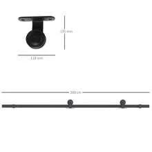 HOMCOM Herraje para Puerta Corredera 200 cm Kit de Accesorios para Puerta Corredera Carga 100 kg con 2 Rieles de Acero al Carbono Guia para Puerta de Granero 200x40x0,6 cm Negro - Negro - Ver 3
