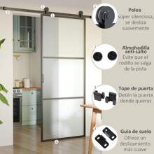 HOMCOM Herraje para Puerta Corredera 200 cm Kit de Accesorios para Puerta Corredera Carga 100 kg con 2 Rieles de Acero al Carbono Guia para Puerta de Granero 200x40x0,6 cm Negro - Negro - Ver 5
