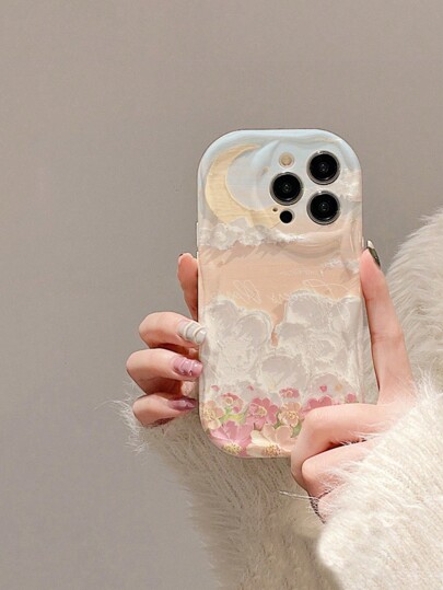 Thickened Floral Anti-Drop Phone Protective Case, Cream Texture Transparent Painted Design Compatible With IPhone 14, 14 Pro, 14 Pro Max; IPhone 13, 13 Pro, 13 Pro Max; Cartoon IPhone 11, 11 Pro Max; Painted IPhone 12, 12 Pro, 12 Pro Max; Cartoon IPhone XR, XS, Applicable To IPhone 15, 15 Pro, 15 Pro Max, 16 Waterproof Shockproof Scratch Resistant