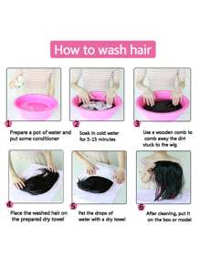 女士合成长款无夹直发接发片鱼线假发片 - 間色 - 查看 8