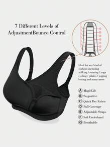 WINGSLOVE 无衬垫全罩杯无钢圈运动文胸 - 黑色 - 查看 3