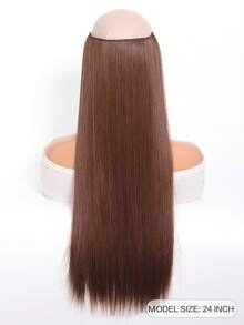 女士合成长款无夹直发接发片鱼线假发片 - 巧克力棕 - 查看 5