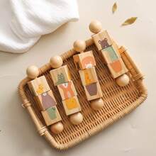 1入嬰兒木質旋轉拼圖玩具,天然木材動物形狀拼圖玩具,多功能,適合有助於早期學習和智力發展 - 米色 - 查看 4