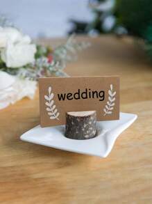 10pcs Place Card Holders,Place Rustic Wooden Card Holders Table Number Stands For Name Tags Food Markers Party Wedding Table Name Card Holder Memo Photo Picture Holder Card, Back To School Valentine Day