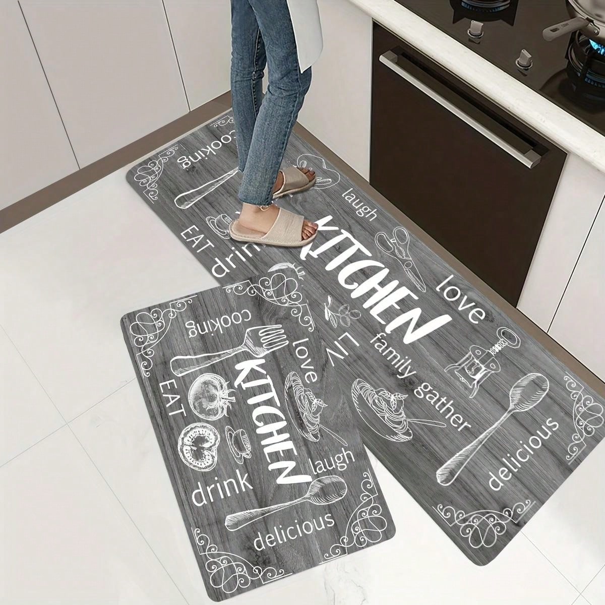 1pc Oil Resistant Kitchen Mat, Soft AntiFatigue Comfort Mat