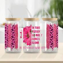 NJCHARMS 1入組設計為乳腺癌戰鬥的16盎司玻璃杯uv Dtf杯套,適用於玻璃杯的杯套、玻璃杯貼紙、杯墊uv轉印貼紙防水貼紙瓶貼紙黏貼紙 - 紅色 - 查看 3