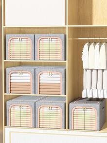 1個深柜式收納盒,用於季節性衣物分類整理,可折疊的大抽屜式家庭大容量,易於操作,摺疊存儲,可放置在沙發,床櫃等床底的各種場景中,具有大容量,方便移動 - 灰色 - 查看 2