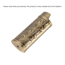 1個鋅合金復古3d浮雕工藝打火機收納盒,bic-j5迷你打火機金屬保護套（不包括打火機） - 金色 - 查看 5