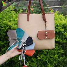 1pc Litchi Embossed Glasses Cover Cute Hanging PU Leather Sunglasses Reading Glasses Storage Bag Portable Travel Eyewear Holder,Minimalist Eyeglass Pouch For Women Glasses Accessories For Women