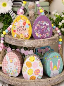 1pc Easter Tinplate Biscuit Candy Jar Festival Decoration - Multicolor - View 3