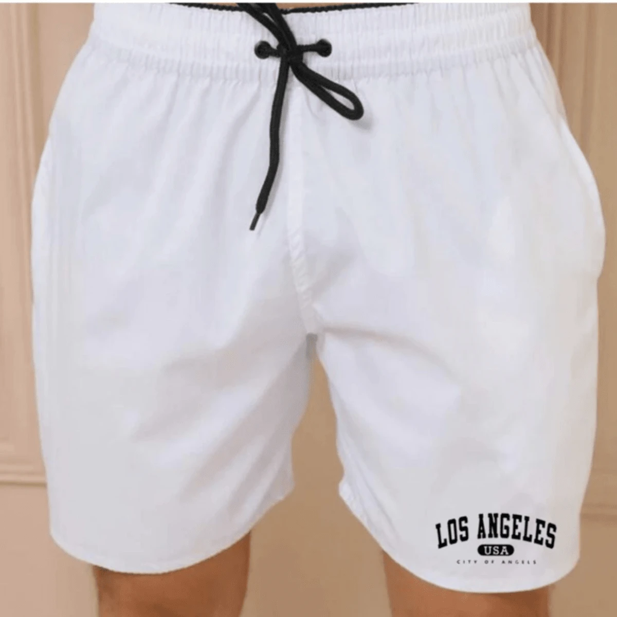 Tactel New Basic Print Los Angeles Bermuda Shorts For Men - 白色 - 查看 1