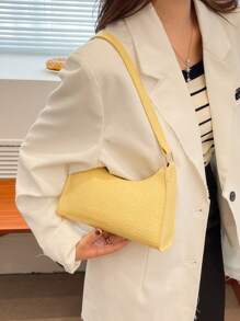 Túi đeo vai họa tiết hoa tối giản và sang trọng màu trơn - Màu vàng - Xem 7