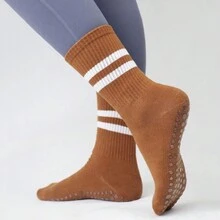Pilates Socks Non-Slip Yoga Socks Solid Color Half-Toe Sports Socks - Orange - View 2